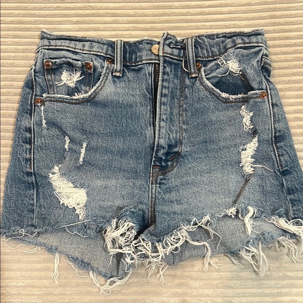 Abercrombie & Fitch Blue Distressed Jean Shorts